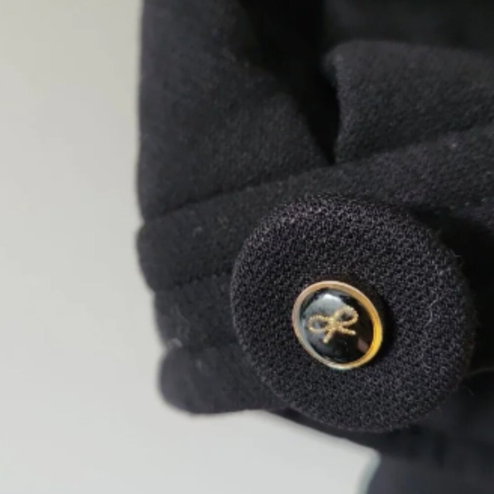 ANYA HINDMARCH | Short Wool Jacket Silk Lining Black Sz L - Picture 3 of 7